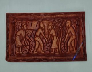 Panel Madera Tallado Estilo Africano 60x37x2cm