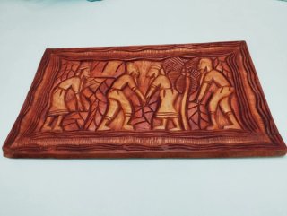 Panel Madera Tallado Estilo Africano 60x37x2cm