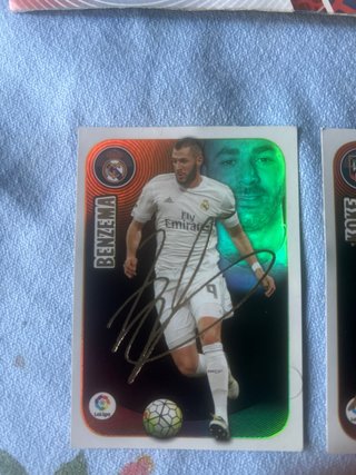 Cromos de fútbol firmados Benzema, Koke, Ronaldo,
