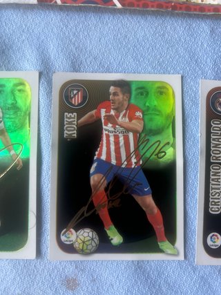 Cromos de fútbol firmados Benzema, Koke, Ronaldo,