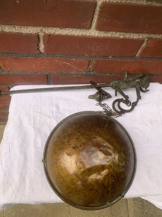 Balanza romana latón plato antiguo