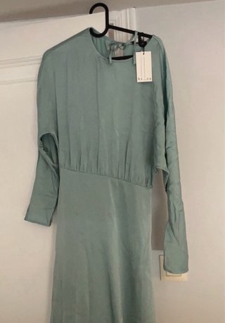 Vestido midi Bruna verde azulado