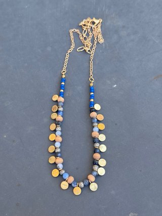 Collar Gargantilla Azul y Dorado
