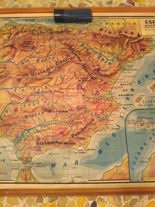 Mapa antiguo españa fisico agrícola ganadero