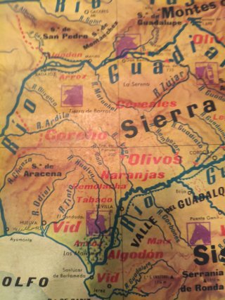Mapa antiguo españa fisico agrícola ganadero