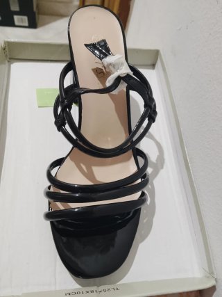Sandalias Prisska Tacón Negro T37 Nuevas