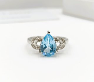 Anillo Plata Topacio Azul Cielo Natural