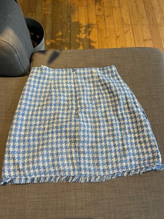 Falda cuadros azul y blanco Stradivarius T.38