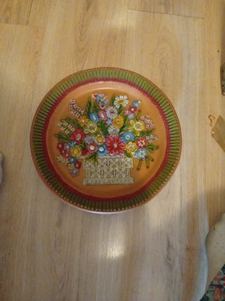Plato decorativo cerámica flores