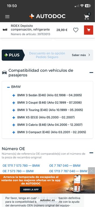 Vaso expansión BMW E46