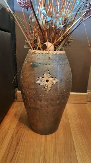 Jarrón Decorativo Cerámica y Madera