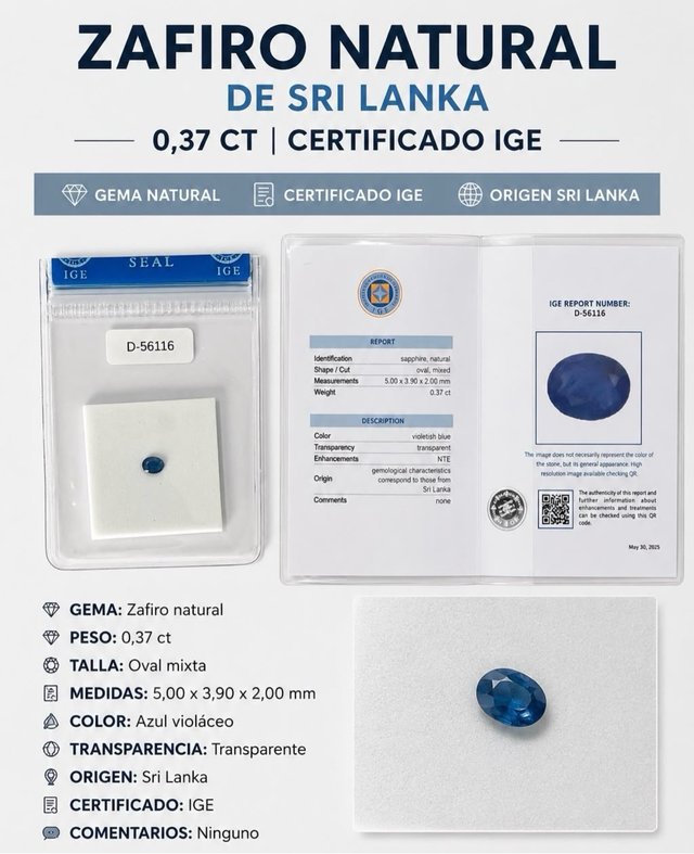Zafiro Natural 0,37 ct