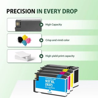 Set 4 Cartucce 937XL 937e Compatibili HP