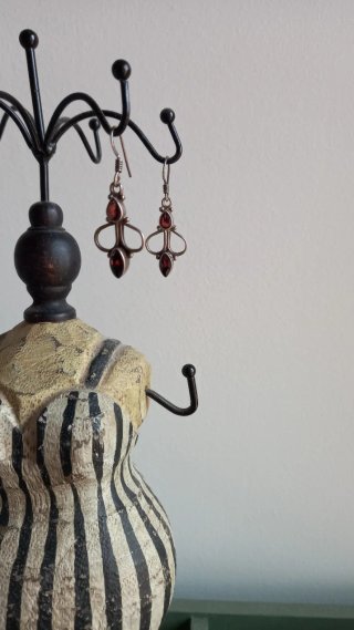 Pendientes Plata 925 con Piedra Roja