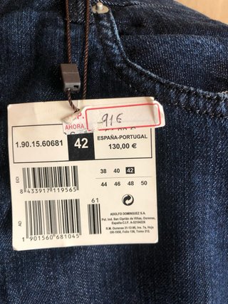 Pantalón vaquero Adolfo Domínguez  por estrenar