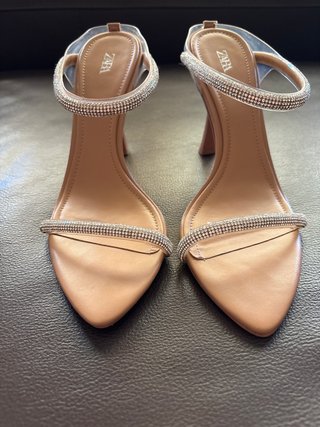 Sandalias Zara Talla 38 Tacón Fiesta Brillantes