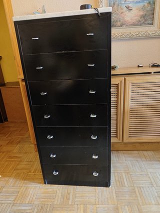 Mueble 7 cajones negro