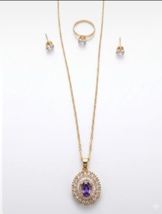 Conjunto de bisutería oro y morado