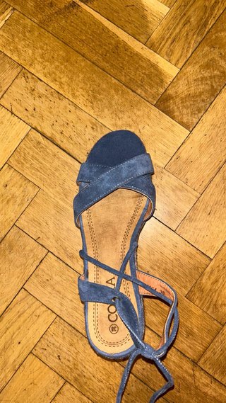 Sandalias esparto azul con plataforma