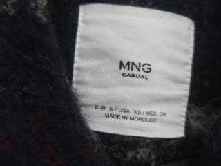 Abrigo Mango cuadros azul y gris