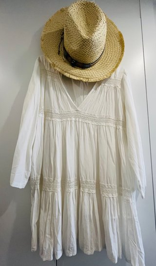 Vestido playa ibicenco blanco talla única