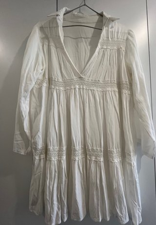 Vestido playa ibicenco blanco talla única