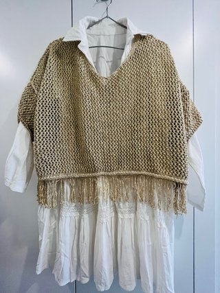 Vestido playa ibicenco blanco talla única
