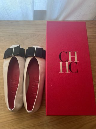 Bailarinas CH Carolina Herrera Piel Beige Lazo