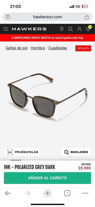 Gafas marca Hawkers modelo Ink Polarized Grey Dark