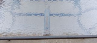 Mesa de jardín cristal y metal