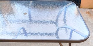 Mesa de jardín cristal y metal