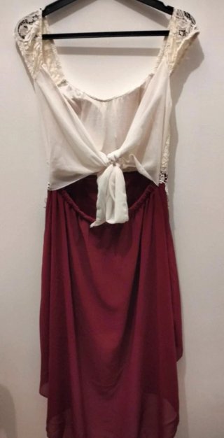 Vestido de fiesta encaje blanco y rojo