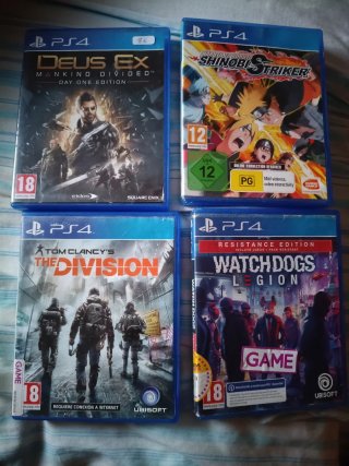 Lote 4 Juegos PS4: Deus Ex, Naruto, Division, Watc