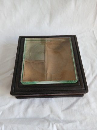 Posacenere vintage di design vtro, legno e pelle