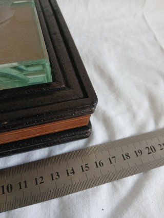 Posacenere vintage di design vtro, legno e pelle