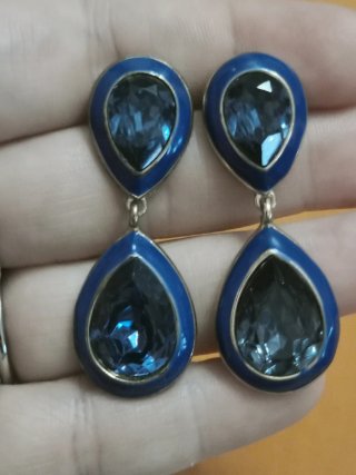 Pendientes lágrima azul y dorado
