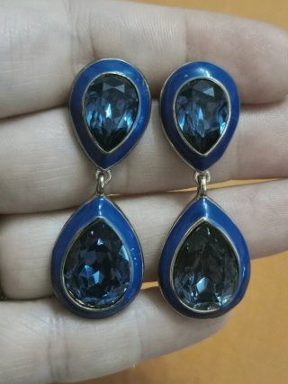 Pendientes lágrima azul y dorado
