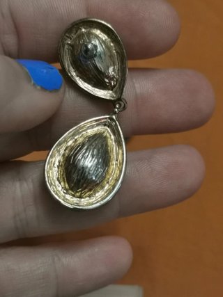 Pendientes lágrima azul y dorado