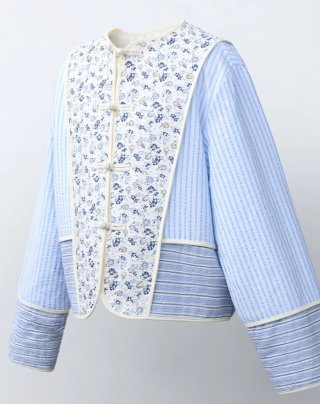 Chaqueta acolchada Zara floral y rayas