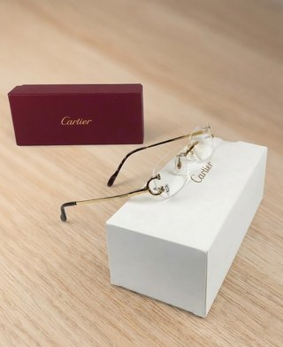 Gafas Cartier Doradas Rimless Unisex Lujo Premium