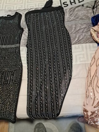 Vestido fiesta pedrería negro