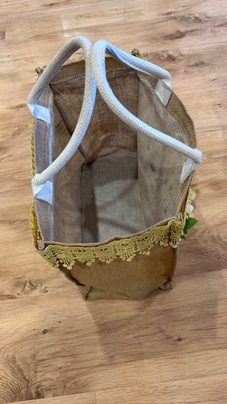 Bolso de playa de yute con flores