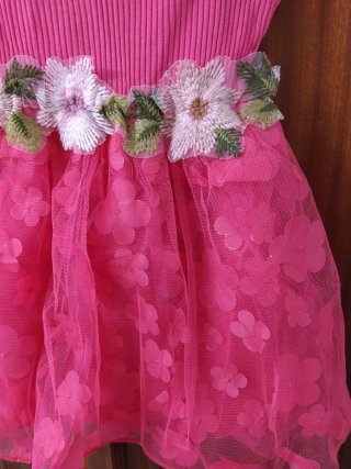 Vestido Niña Rosa con flores