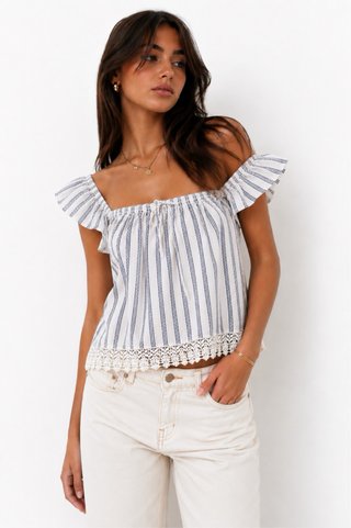 Blusa Zara Talla M Rayas Azul Blanco