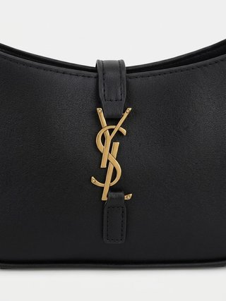 Bolso Saint Laurent Negro de Piel con Logo Dorado