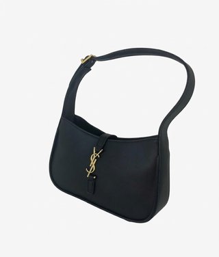 Bolso Saint Laurent Negro de Piel con Logo Dorado