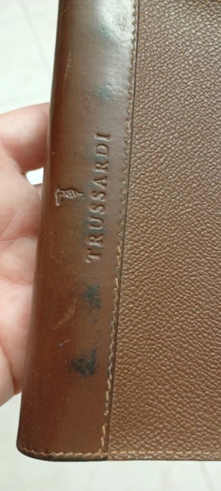 Porta tessere Trussardi pelle marrone vintage