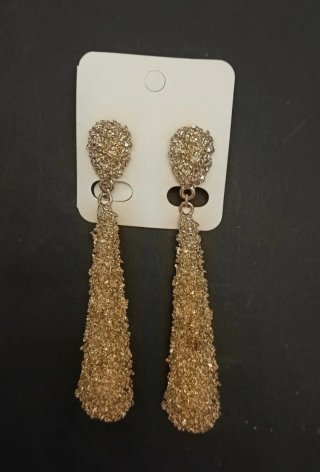 Pendientes plateados largo 9 cms