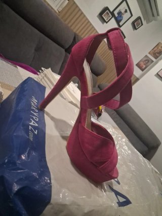 Zapato Fucsia Tacon Alto Fiesta