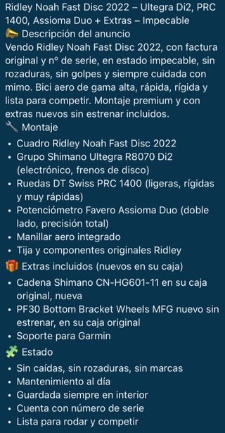 Ridley Noah Fast Disc 2022- Impecable. Talla S/54